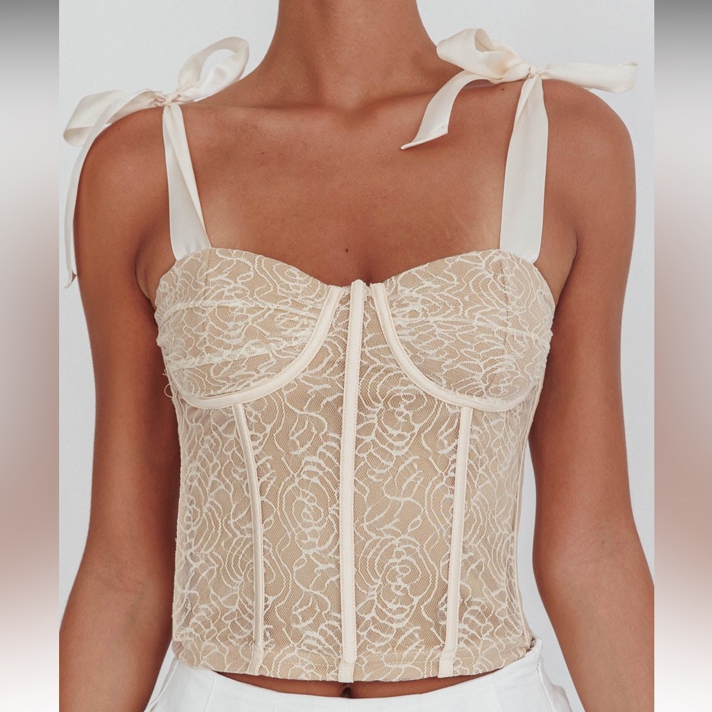 Elegant Lace Bustier Top with Satin Straps